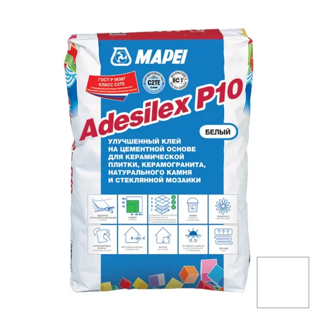 Коллекция Клей для плитки Mapei ADESILEX P10 C2TE белый Mapei - СУХИЕ СМЕСИ