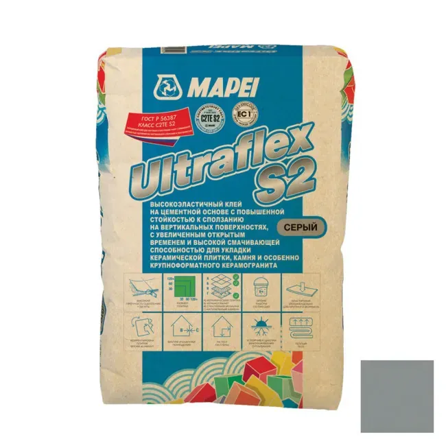 Коллекция Клей для плитки Mapei UltraFlex S2 C2TE серый Mapei - СУХИЕ СМЕСИ