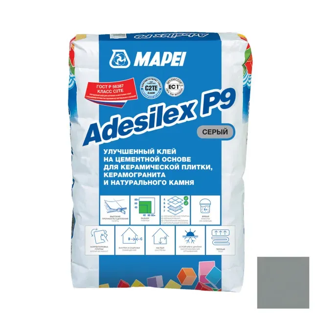 Коллекция Клей для плитки Mapei ADESILEX P9 C2TE серый Mapei - СУХИЕ СМЕСИ