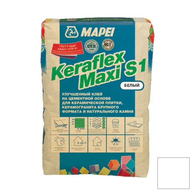 Коллекция Клей для плитки Mapei KeraFlex Maxi S1 C2TE белый Mapei - СУХИЕ СМЕСИ